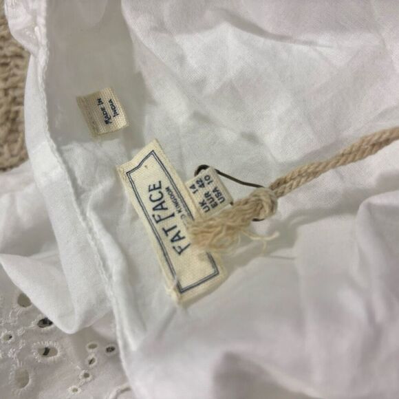 New Fat Face White Eyelet Cutout Button Front Tank Top Size US 10 - Picture 8 of 9